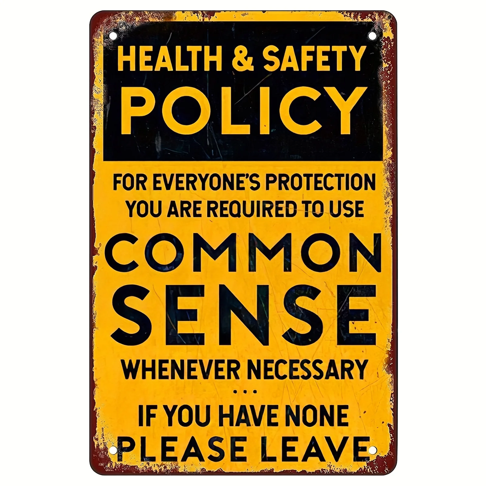 , Vintage Common Sense Policy Metal Tin Sign - Distressed Grunge Wall Decor for Home Kitchen Retro Plaque Poster, /, Multipurp