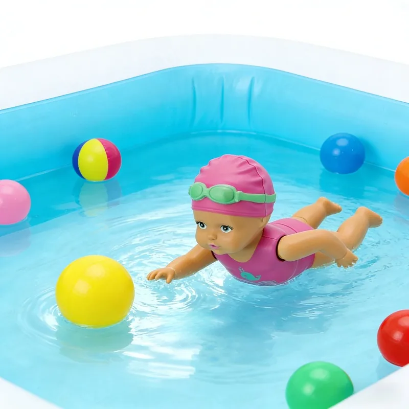 لعبة حمام الطفل دمية سباحة صغيرة لعبة عقارب الساعة حوض استحمام الطفل لعبة الصيف لعب المياه شريك التفاعل بين الوالدين والطفل تهدئة #1