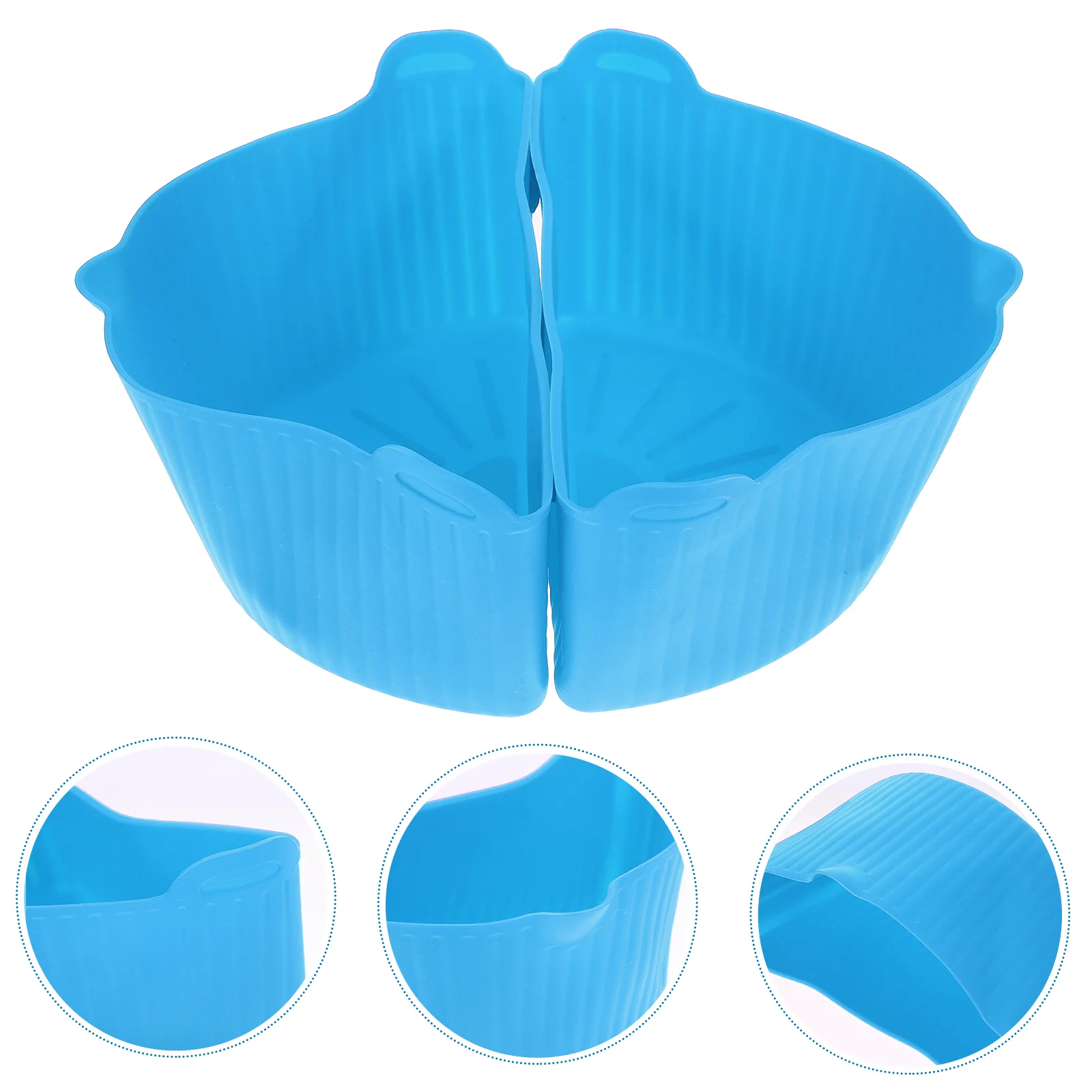 

2 Pcs Slow Cooker Kitchen Cooking Tools Silicone Bowl Divider Insert Pot Reusable Liner Multi-function Sky-blue