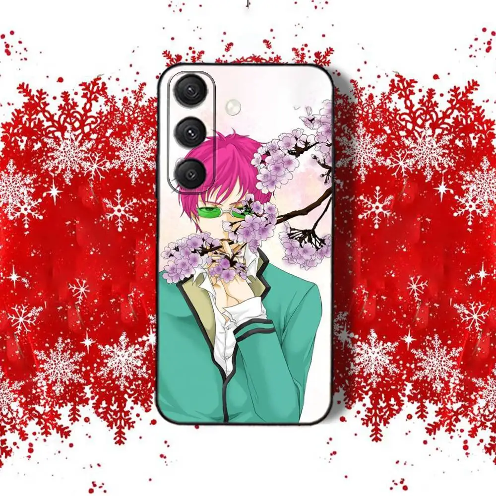 S-SaikiS Linda funda de teléfono KusuoS para Samsung S22,S24,S20,S25,S23,S30,S21,Ultra,Plus,Fe,Lite 4G,5G funda suave negra