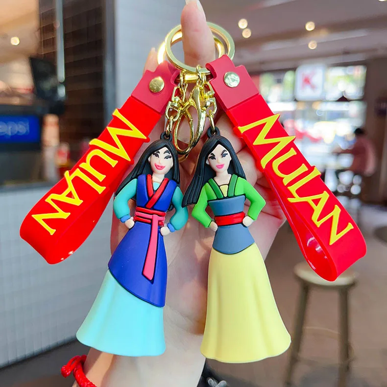 New cartoon Mulan keychain cute fire dragon key chain drip rubber doll key pendant small gifts wholesale