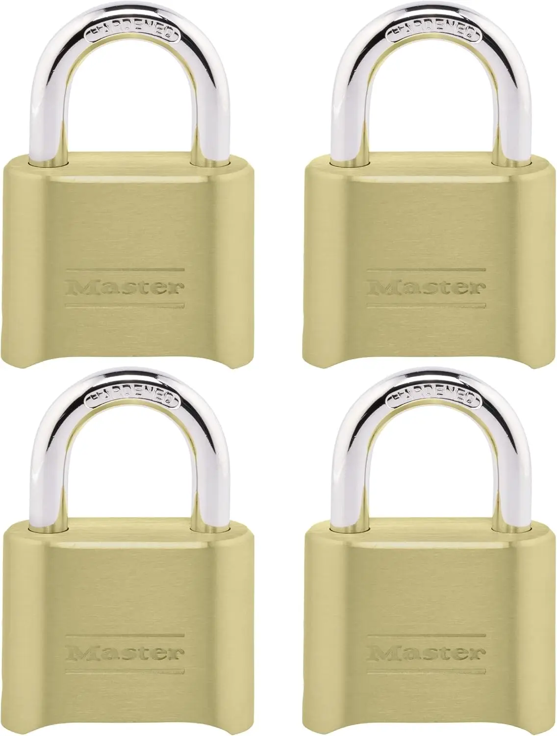 

Gold Combination Padlock, Customizable Code for Outdoor Fence or Shed, Small Lock for Indoor Storage, 4 Pack