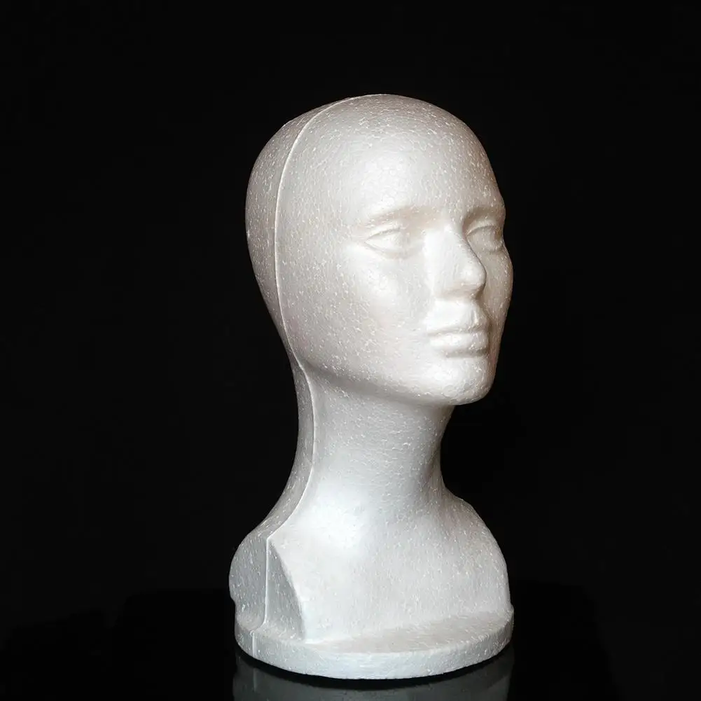 Abstract Smooth Surface Foam Mannequin Head - Female Model Ideal for Wig, Hair, and Jewelry Display in Shops