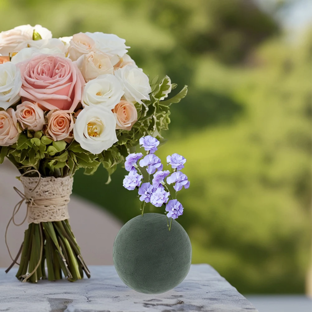 

2Pcs Wedding Flower Ball Sponge Artificial Foam Dark Green Base Foams Circle for Arrangement Plant Project Pot Brick