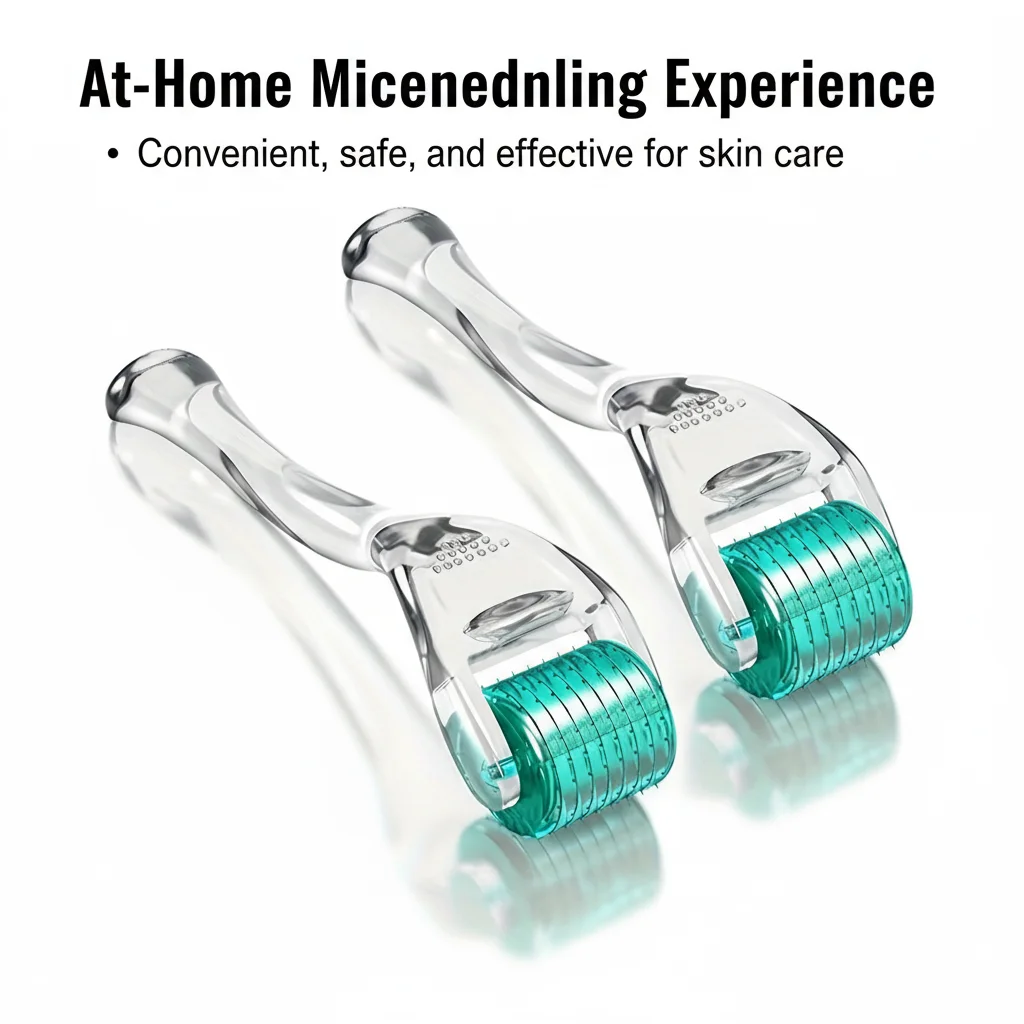 2pcs Titanium Alloy Derma Roller, 0.25mm Needle Length, Stainless Steel & Plastic, Manual Use for Skin, Beard, and Hair Care