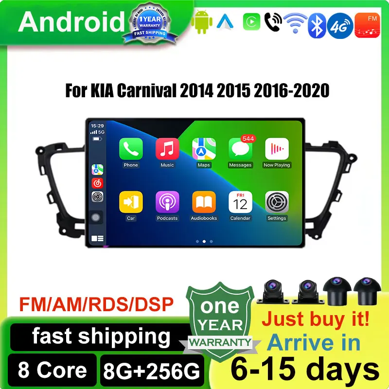 Android OS Car Radio Multimedia Player GPS Navigation BT Wireless Carplay WIFI Tools For KIA Carnival 2014 2015 2016 2017-2020