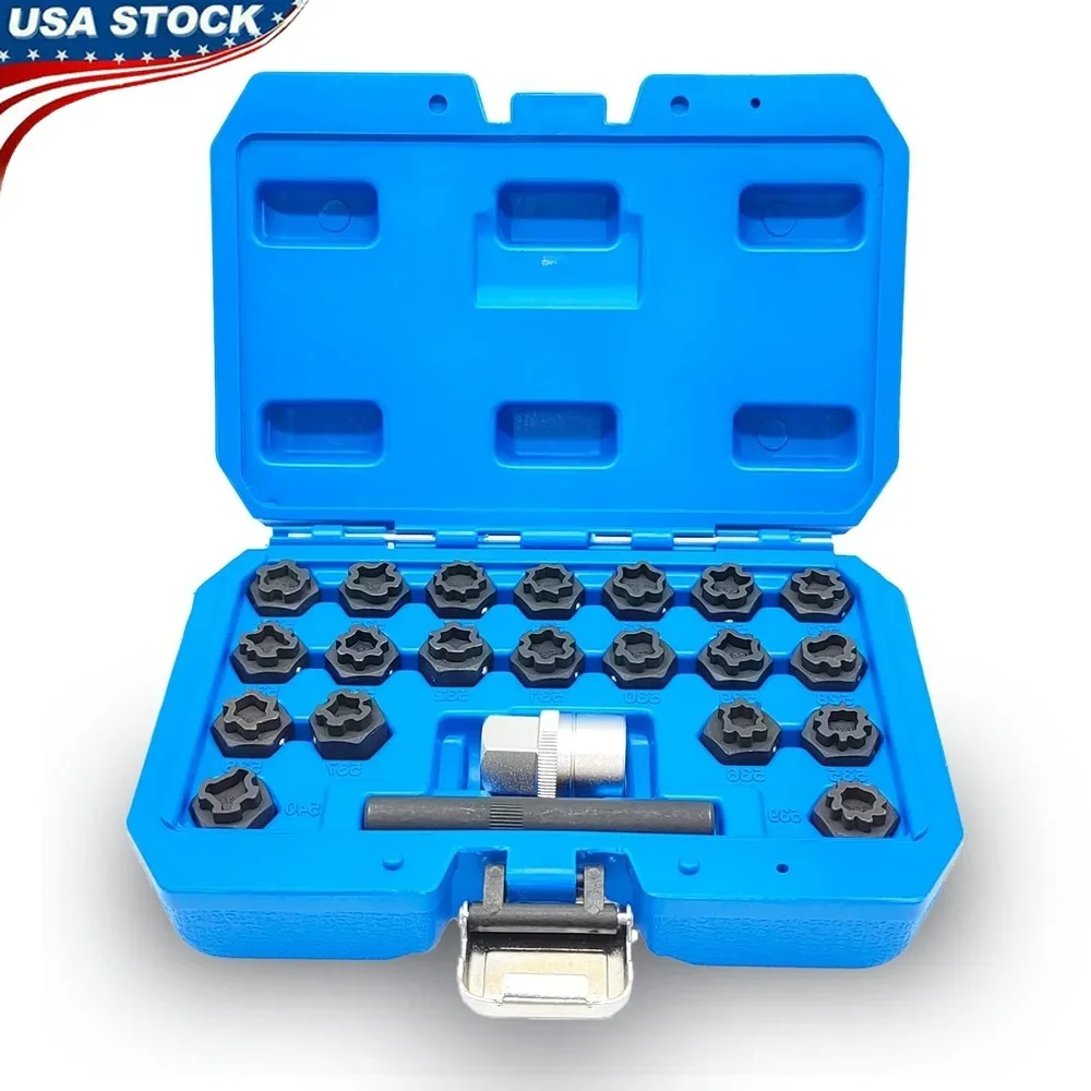 

22PCS Wheel Lock Nut Key Kit VAG Volkswagen Wheel Anti-Theft Socket Adapter Set Durable Carbon Steel Tools Storage Case