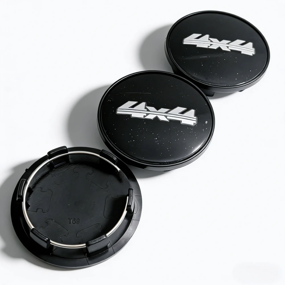4er-Set 69mm 4x4 Logo Emblem Radnabenkappen Radnabenabdeckungen Staubschutzclips 56mm Felgenkappen Ersatz Autozubehör