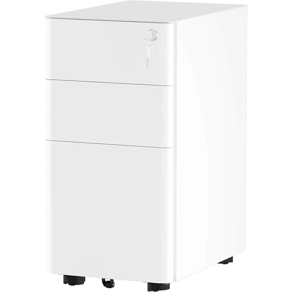 2023 New  3-Drawer Metal Filing Drawers with Keys, Compact Slim Portable File Pre-Built Office Storage Cabinet