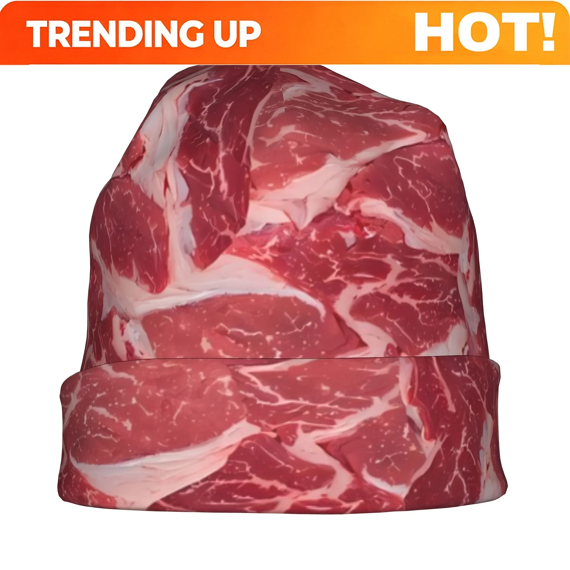 Custom Trendy Beef-Patterned Beanie Hats For Men