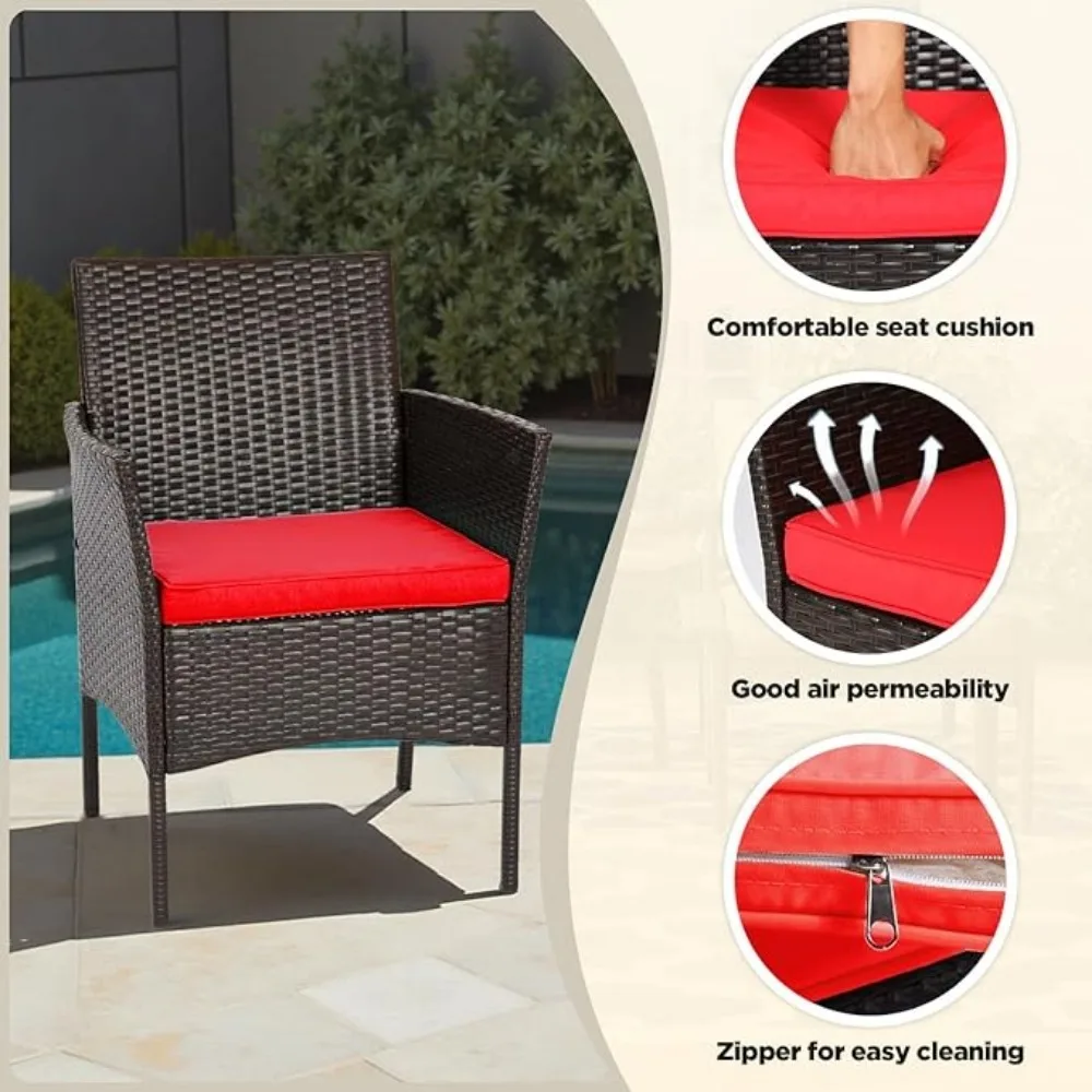 Patio Furniture Set 4 Pieces Outdoor Rattan Chair Wicker Sofa Garden Conversation Bistro Sets for Yard,Pool or Backyard