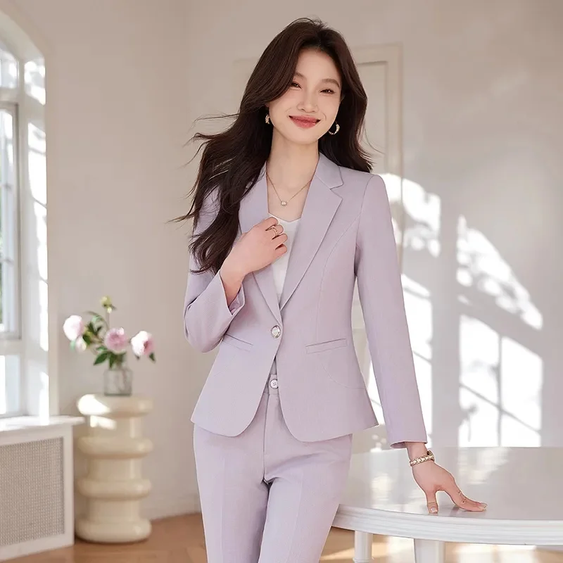 

Elegant Autumn OL Work Pant Sets Women Office Outfits Fashion Long Sleeve Blouse Wide Leg Trousers Suits 2 Tracksuits