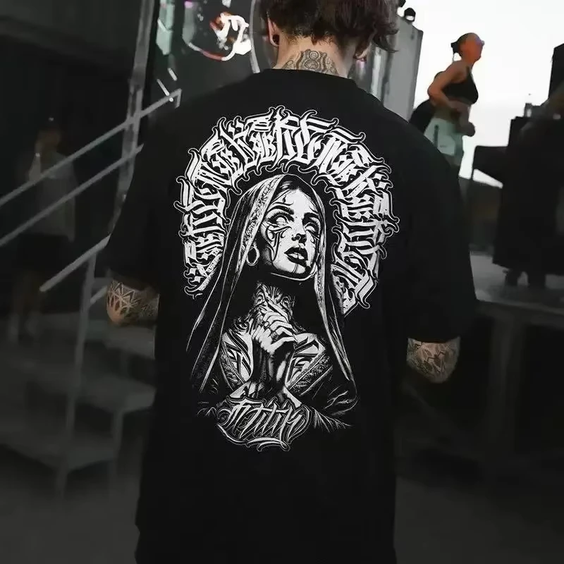 2026 Sullen Pin Up Punk Street Life Gothic American Vintage Tattoo Art Men Tee CREEP BADGE Men's Clothing Summer Cotton T Shirt