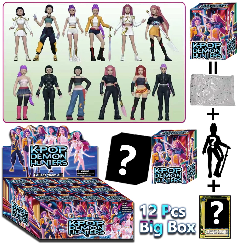 12 pezzi Kpop Demon Hunters serie di figure anime casuali scatola cieca mini bambola anime decorazioni carine figurine modello giocattoli regali di Natale per bambini