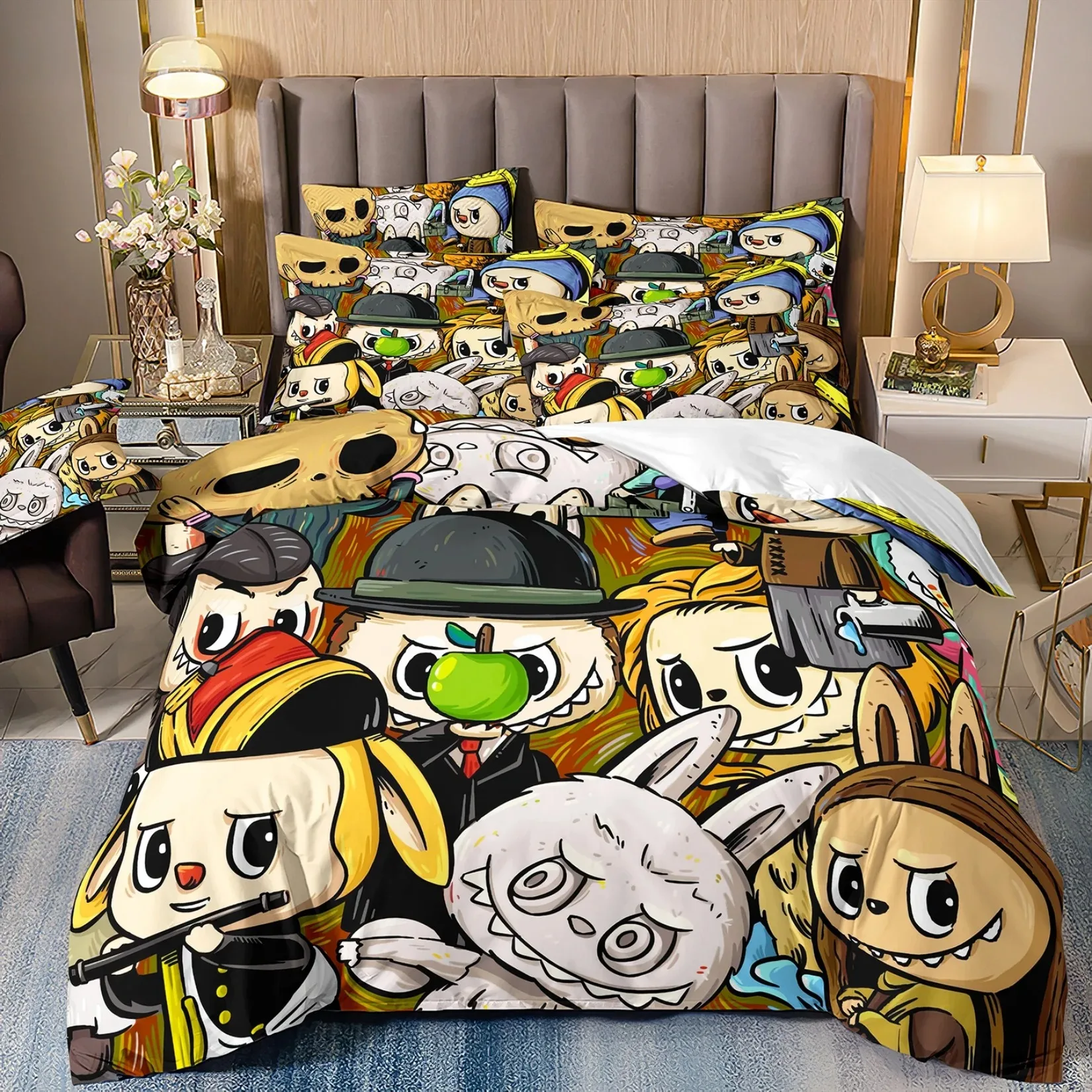 Impression 3D bubu ensembles de literie dessin animé impression ensemble de literie housse de couette couette lit jeunesse enfants fille garçons cadeau simple/Double