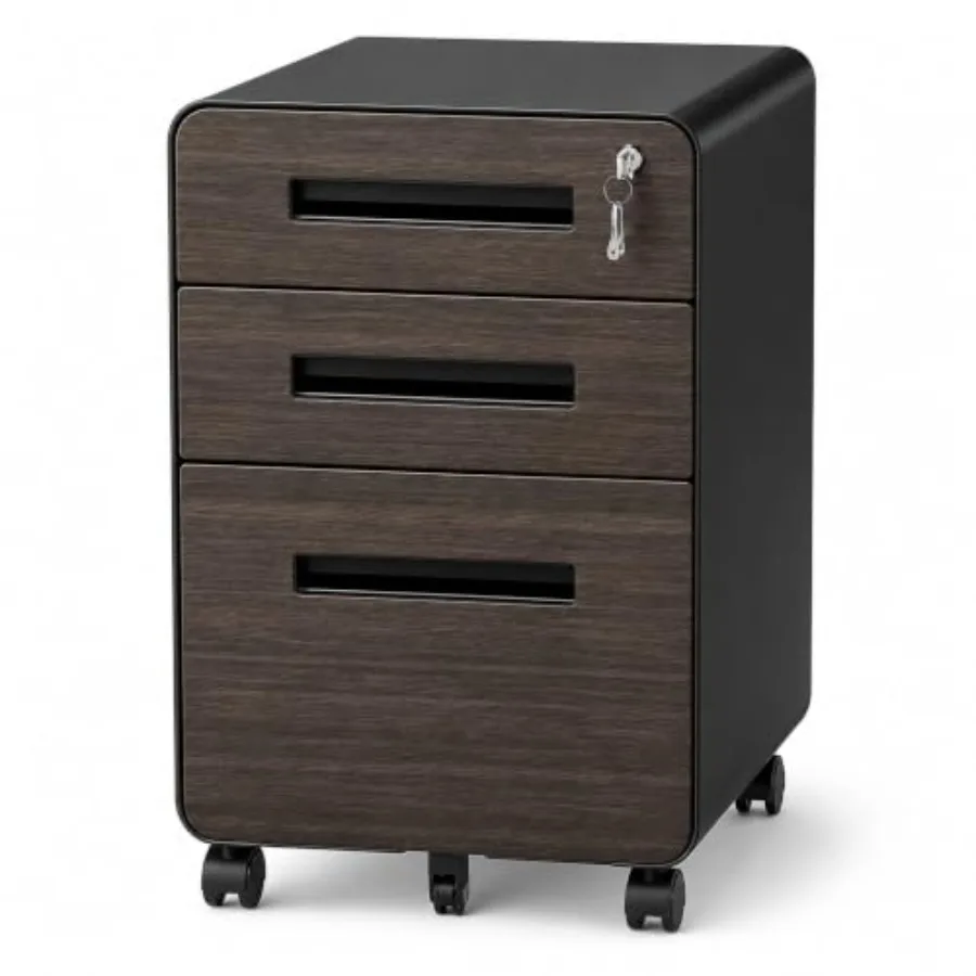 3 Drawer Mobile File Cabinet with Lock, Fully Assembled