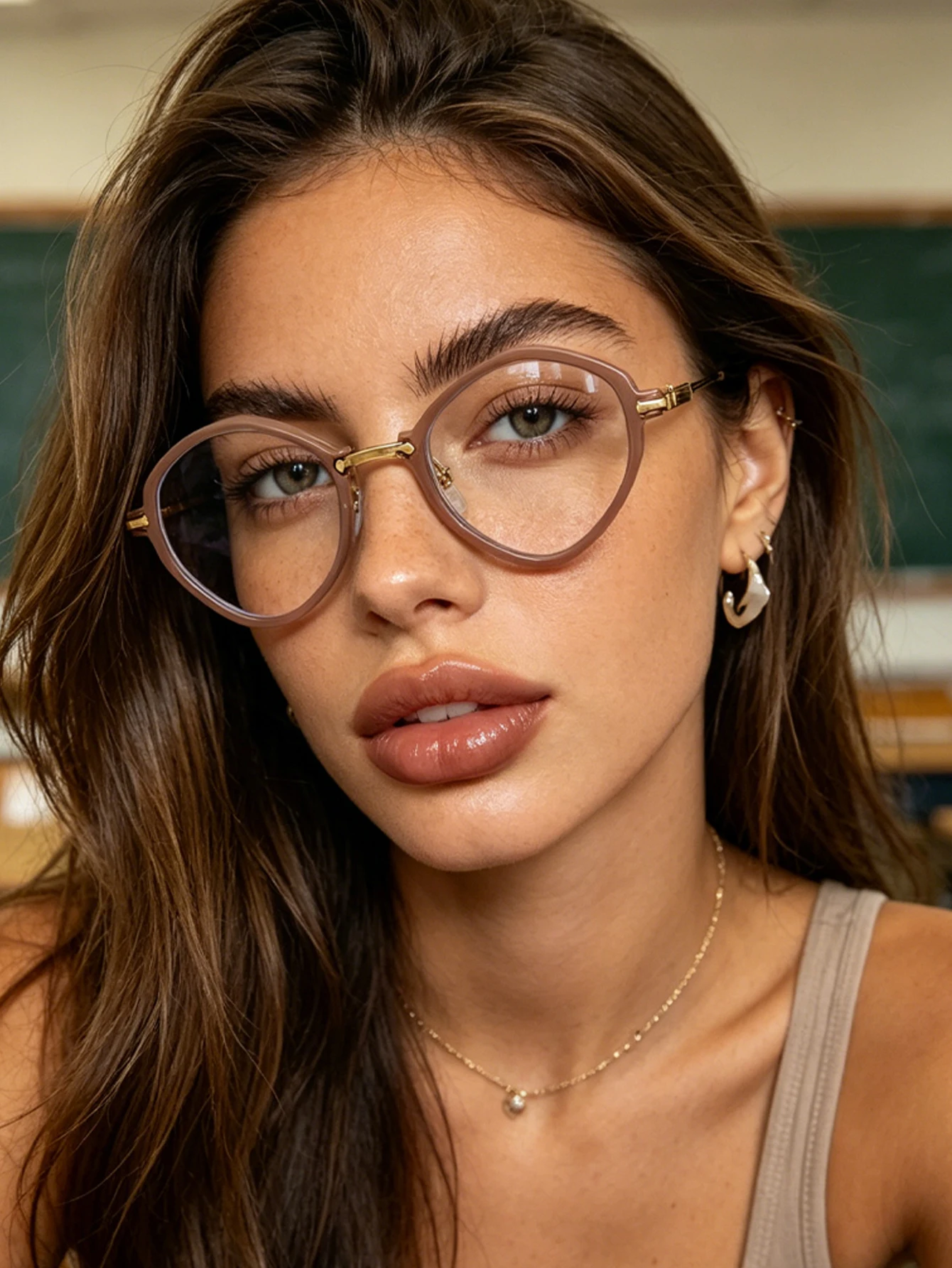 1pc small-angled hexagonal glasses, light business literary frames, unisex fashion glasses