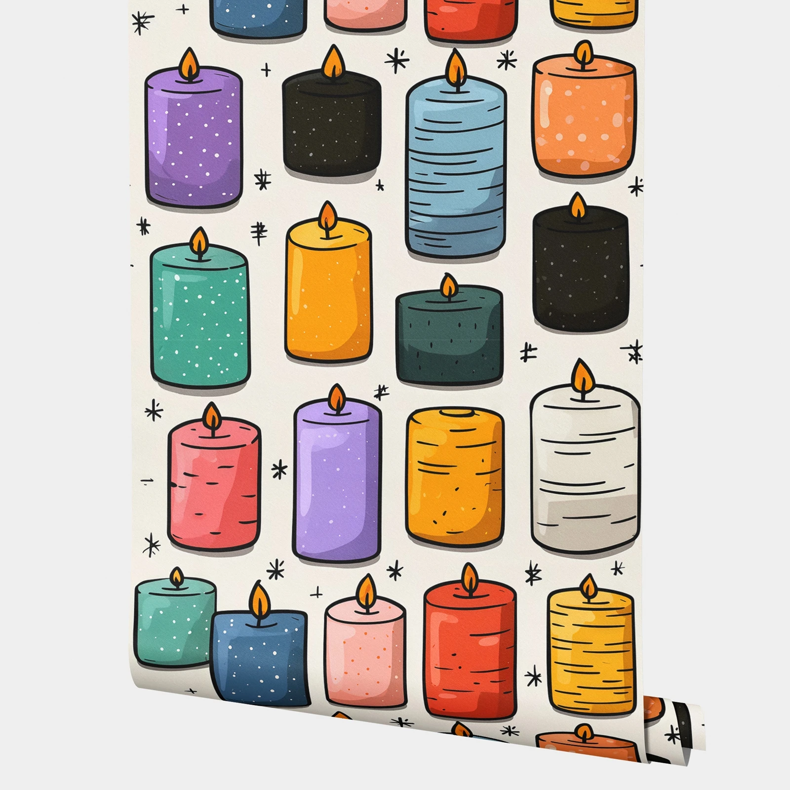 

Красочные обои со свечами из мультфильма для стены, обои с отслаиванием и наклейками, химические декоративные наклейки на стены для дома и кафе, БЕСПЛАТНО ПВХ