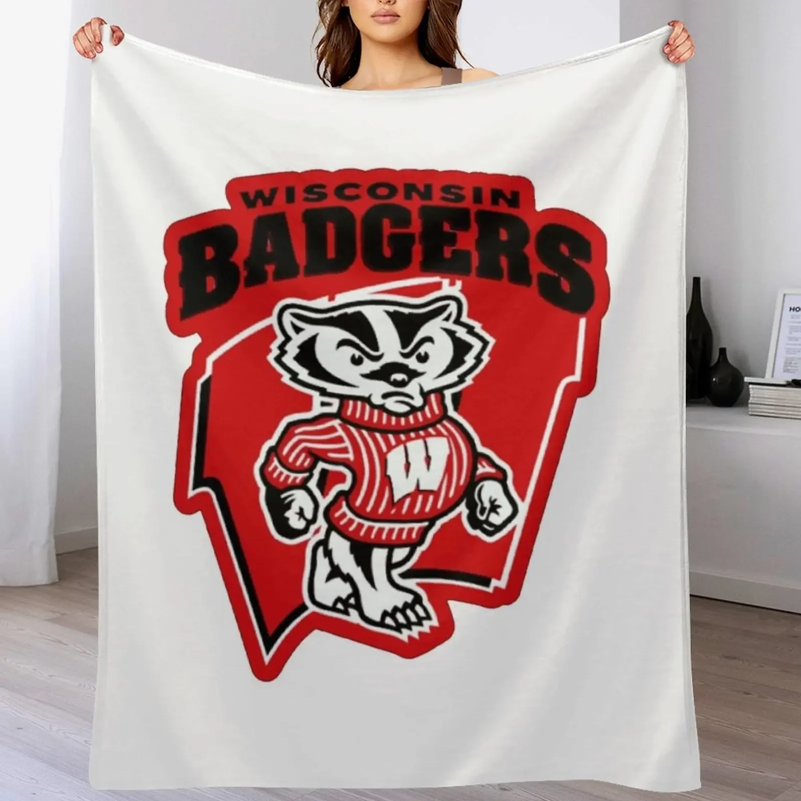 Dazzling Wisconsin Badgers Design Throw Blanket Flannel Weighted Hairys Blankets