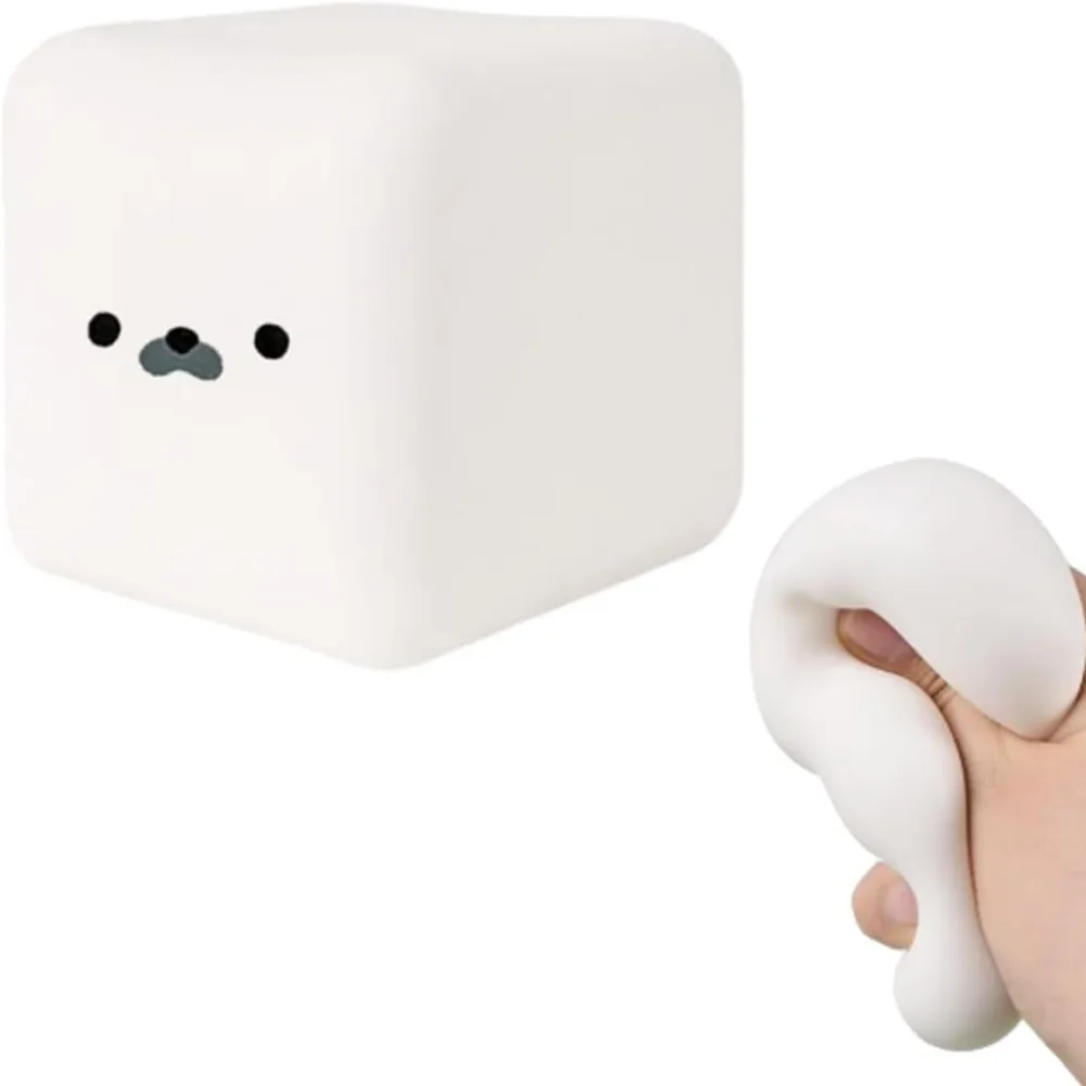 1pc New Tofu Shaped Soft Squishy Slow Rebound Toy For Adult Office Use Relieve Anxiety And Daily Stress Relief