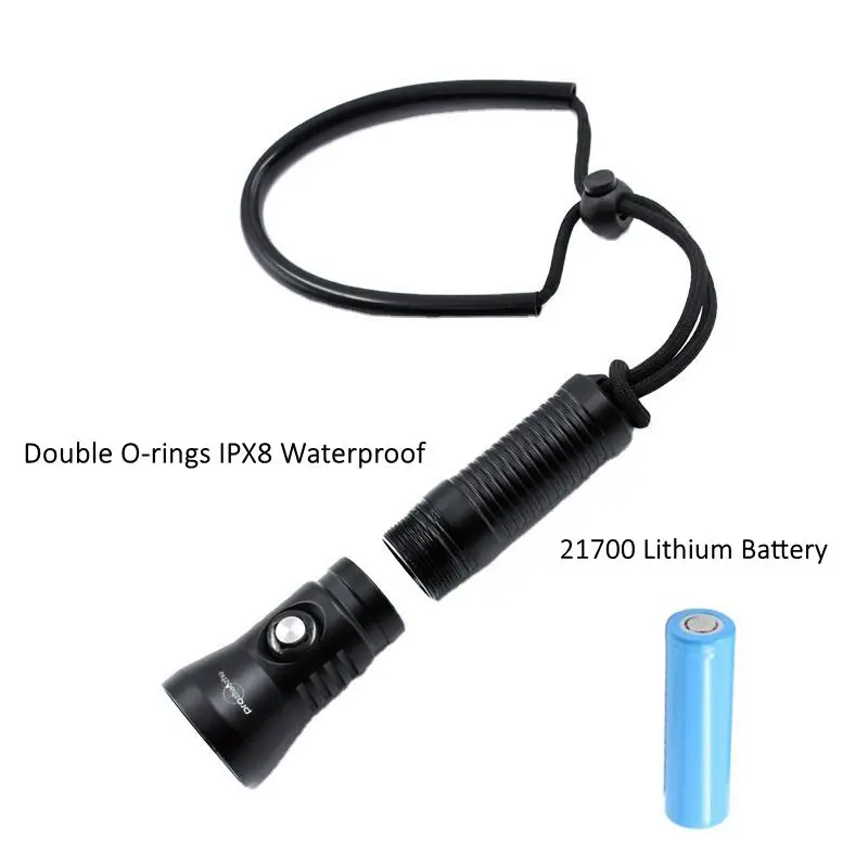 Imagem -03 - Waterproof Spotlight Mergulho Pequena Lanterna de Mergulho 1200 Lumen Ip68 21700