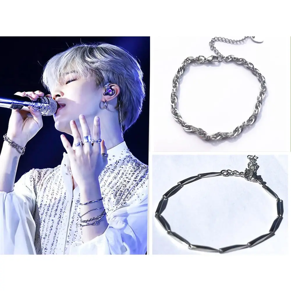 

2 Styles Korean Simple Rhombus Link Chain Bracelets Punk Jewelry Hip Hop Accessories for Men Women Luxury Gift Kpop Idol Fans