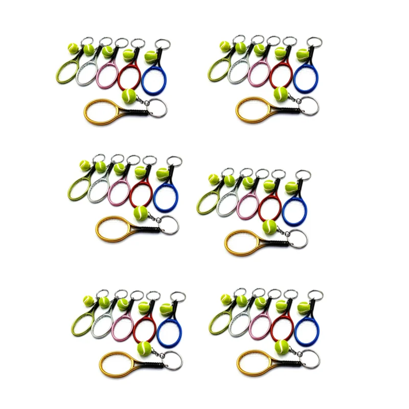 

TFORU-36Pcs Mini Tennis Racket Ball Keychain Pendant Bag Accessories For Bag Sport Advertisement Fans Souvenirs Key Ring
