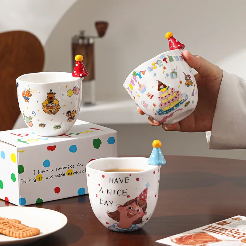 Creative Hat Cup, Cute Hand-held Ceramic Cup, High-end Feel, Mug, Souvenirs, Small Gifts, Birthday Gifts