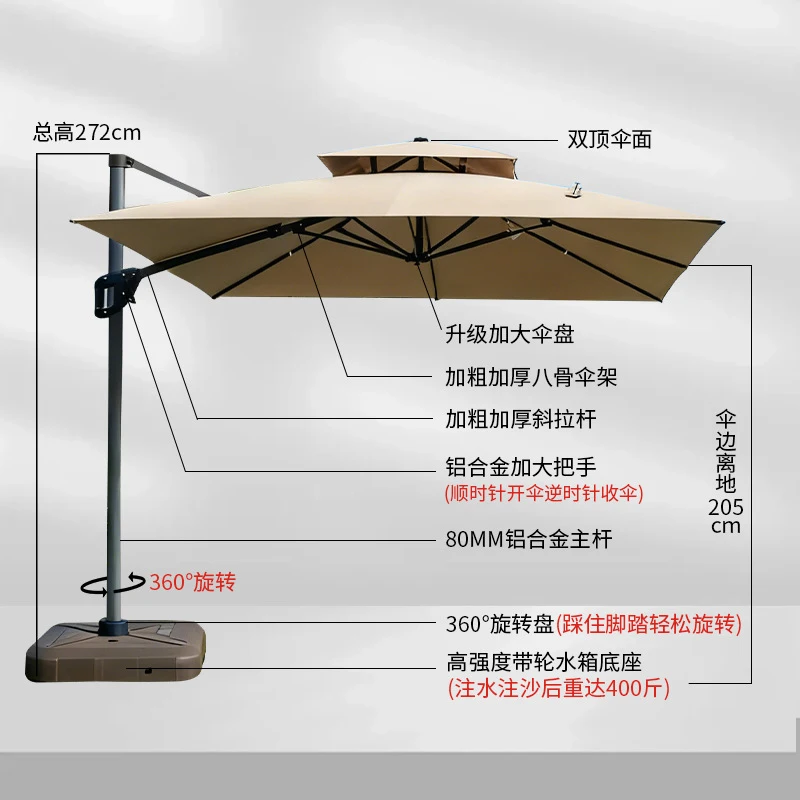Roman Umbrella, Outdoor Umbrella,Sunshade, Rainproof, UV Protection,Thickened Material, Aluminum Alloy Columns, Rotatable