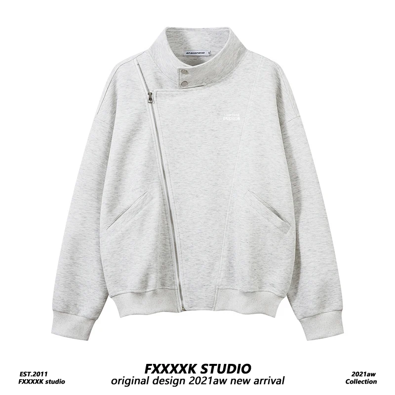 

FXK Original Ins Trendy Brand Retro Stand Collar Sweatirt Jaet ex Spring New Loose Casual Versatile Open Cardigan