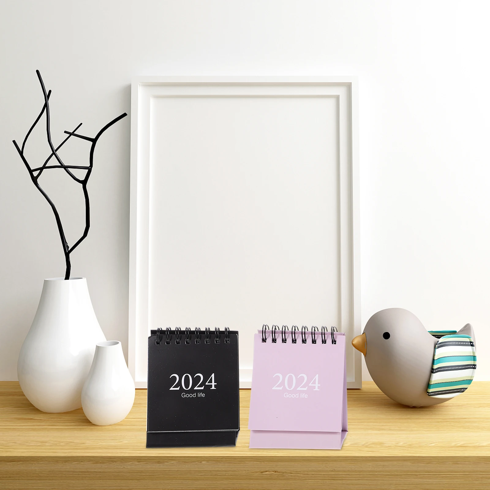 

6pcs Mini Desk Calendar Planner Spiral Binding Home Office Decorative 2024 Monthly Standing Calendar Countdown Reminder Schedule