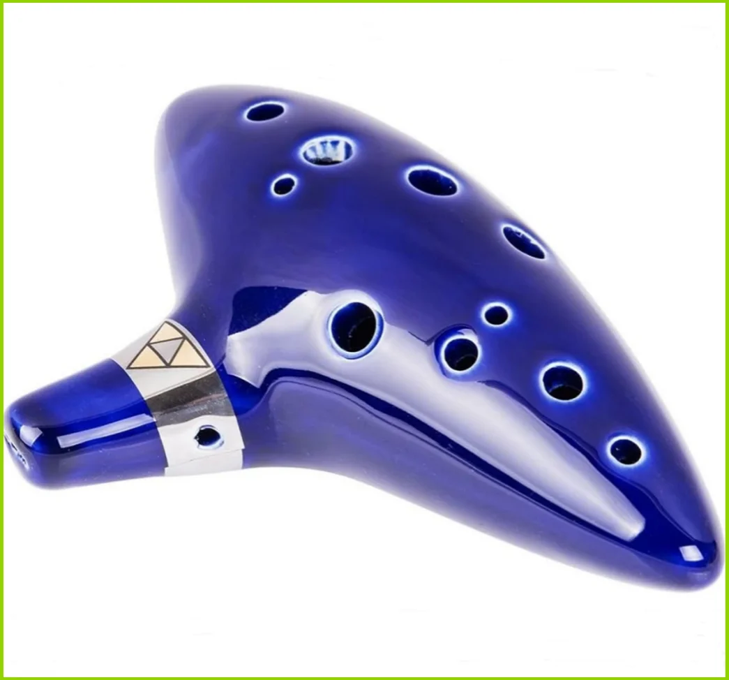 Ocarina, 12-Tonige Alt-C Keramik-Ocarina Musikinstrument mit Liederbuch, Halskordel und Tragetasche, Blau – Detail 7