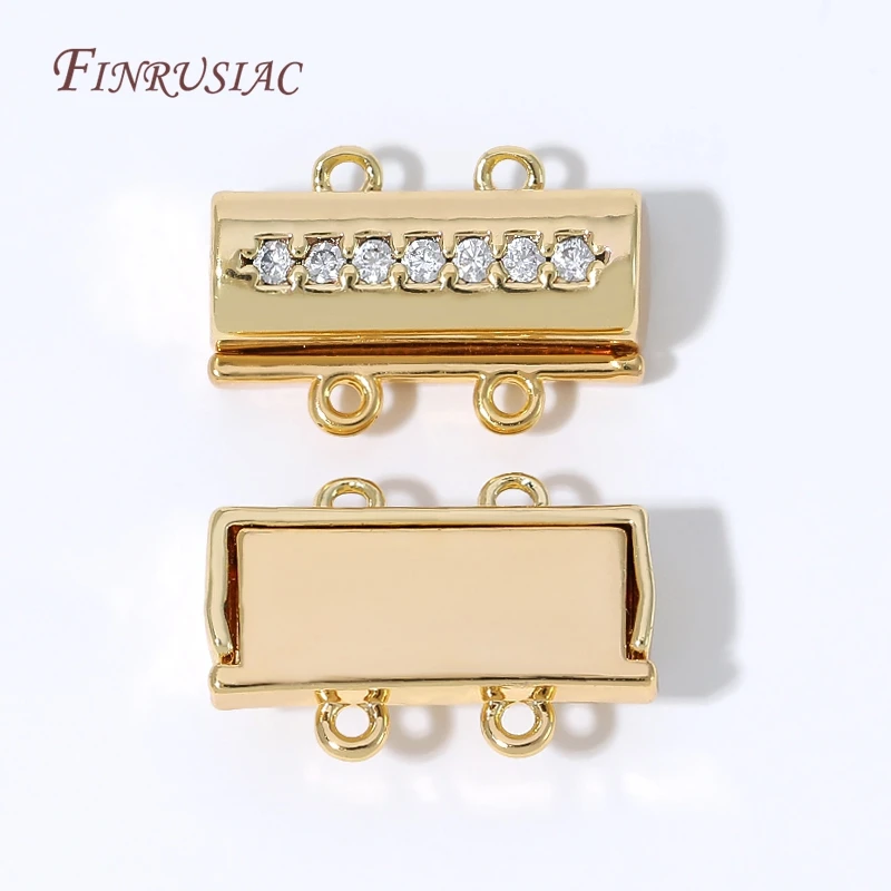 Magnetic Necklace Clasp 18K Gold Plated Connector Double Hole Pearl Clasp Elegant Jewelry Making Findings DIY Bracelet Closer