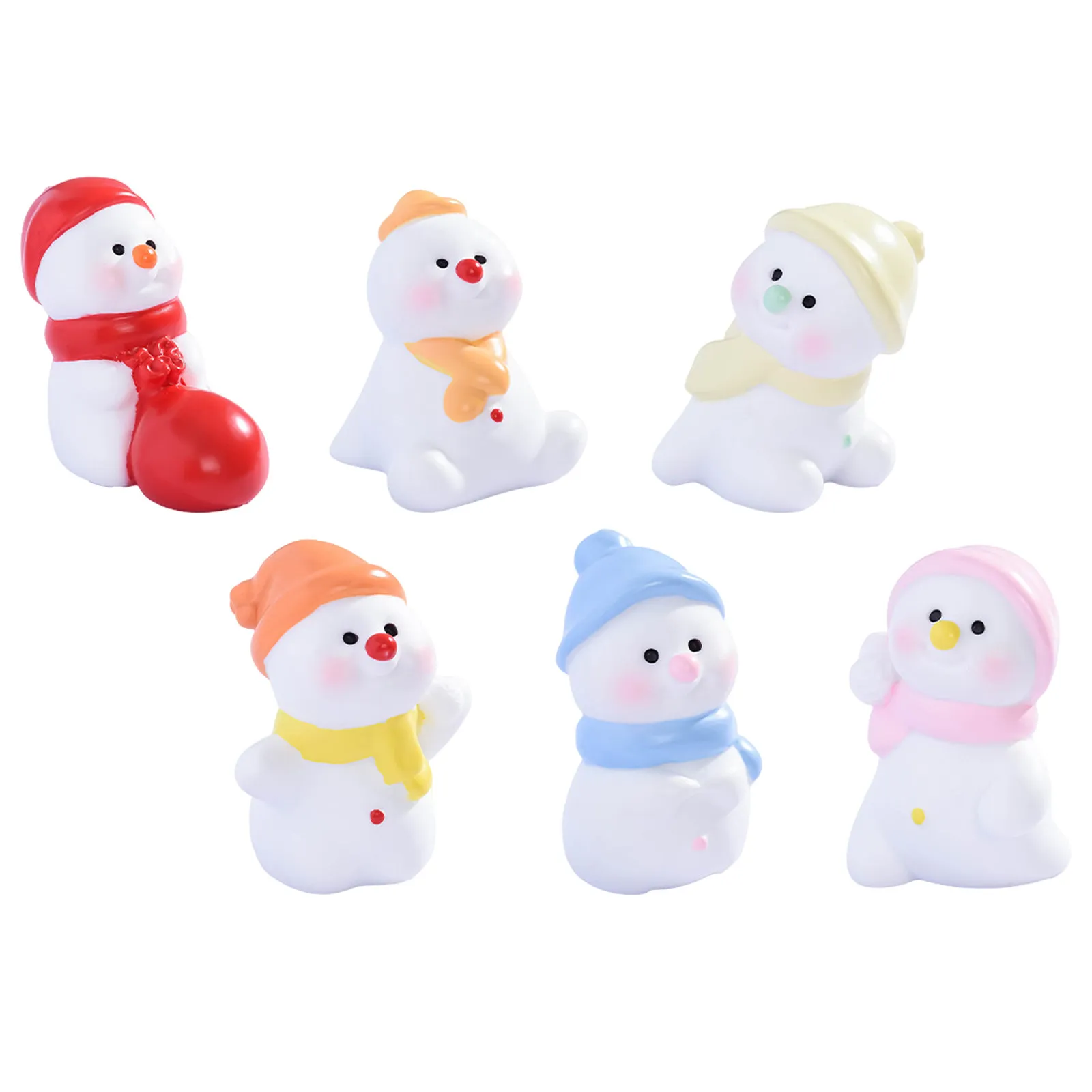 Mini Snowman Resin Christmas Decor Set – 6pcs Micro Landscape DIY Craft for Winter Tabletop Display