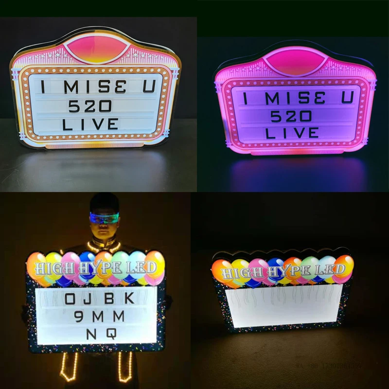 ized cross-mirror LEDLuminous hand-held sign, colorful letter billboard, light-up sign, light box, bar atmosphere prop