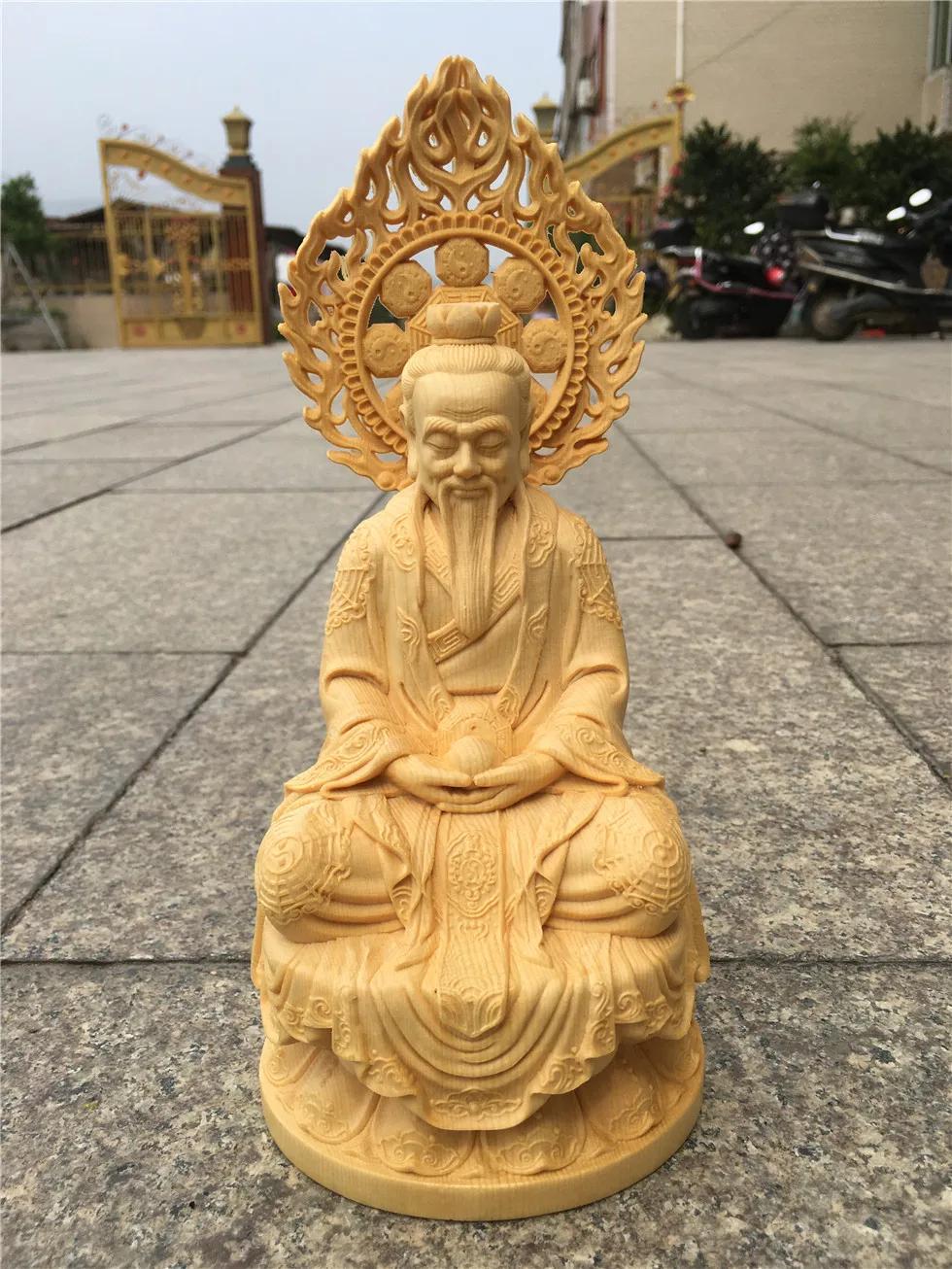 3PCS Sacred holy Talisman # home efficacious FENG SHUI Taoism senior Taoist priest Sculpture Wood carving  ART statue