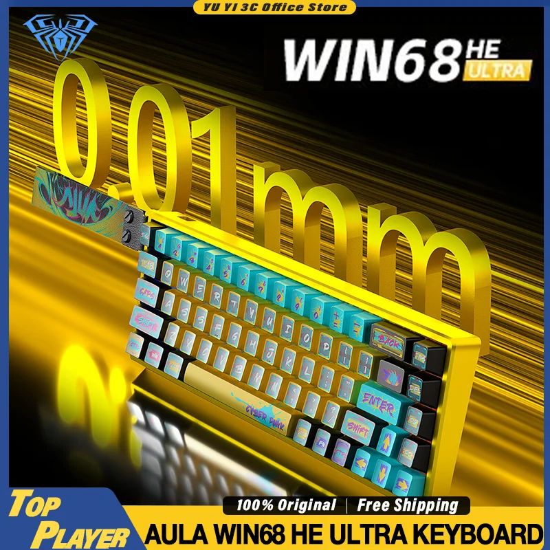 

AULA WIN68 HE Ultra Hall Effect Gaming Keyboard RT Booster 0.01mm Accuracy 8K+128K Ultra Rate for Low Latency E-Sport Switch