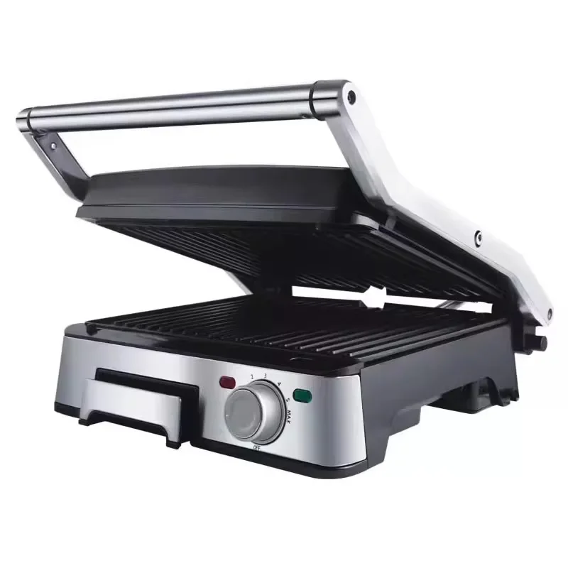 220V Multifunctionele Tosti-En Steakgrill Met Automatische Dubbelzijdige Verwarming En Paninipers