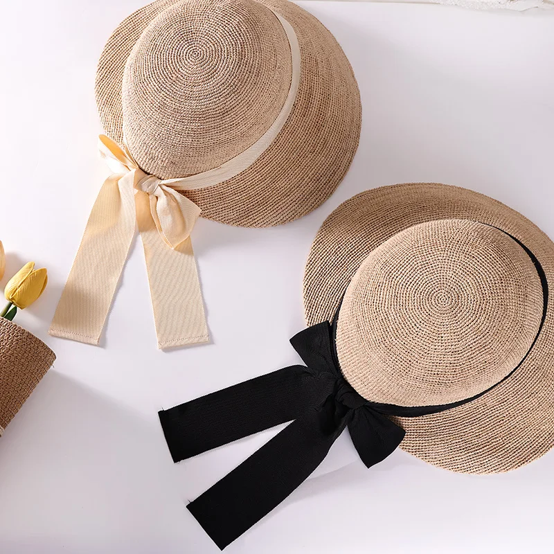 

Women's Summer Large Brim Sun Protection St Hat Knot Sa Fierman Hat UV Protection Casual Sle round Top Hat