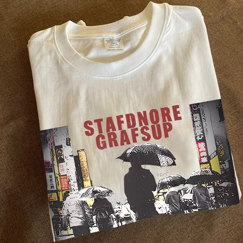 Heavyweight Pure Cotton Long Sleeve T-Shirt Unisex Vintage Style Streetwear Versatile 310gmao Xiaocheng Story Multi-Design