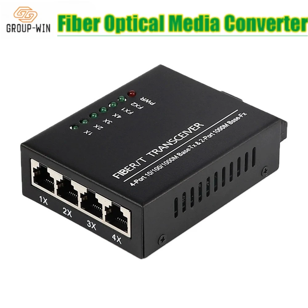 1-個のギガビット-2-ファイバーポート-4-rj45-ポートファイバーメディアコンバータ-1310nm-1550nm-シングルモードシンプレックス-20km-sc-ファイバー光コンバータ