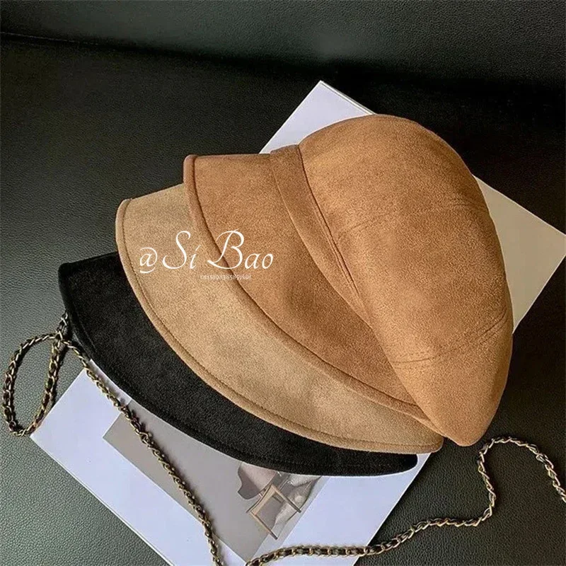 Retro Octagonal Beret Hats Women Autumn Winter Solid Color Warm Newsboy Caps Lady Girl Elegant Artist Painter Caps