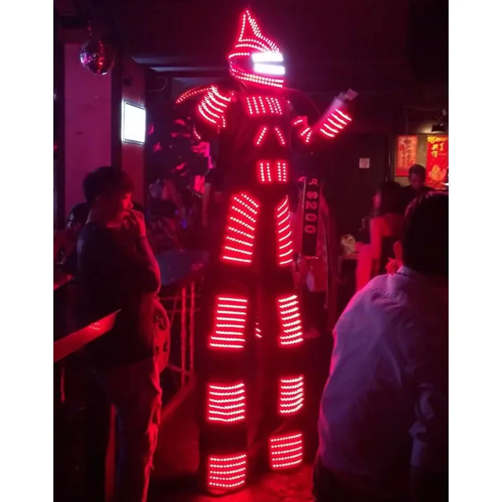 Trampoli Walker LED ROBOT SUIT Light UP Stage Performance Club Wear Cosplay Kroyman Costume da ballo