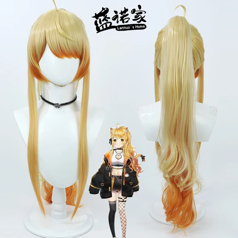 Virtual YouTube Vtuber Yozora Mel Cos Cosplay Wig Halloween Carnival Party Props Synthetic Hair Heat Resistant Fiber + Wig Cap