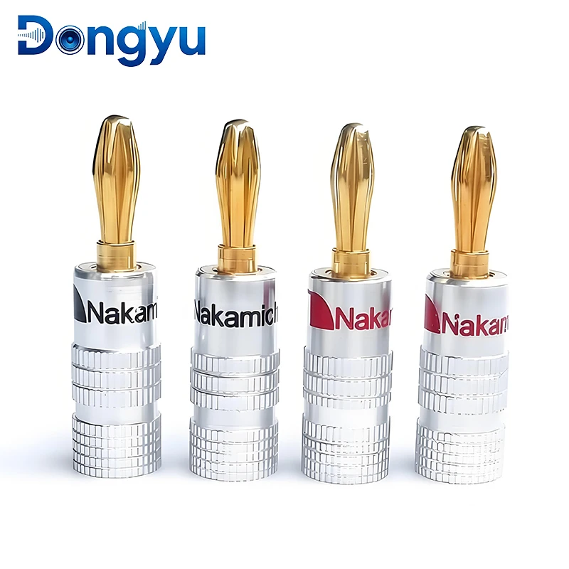 Nakamichi Solder-Free 4mm Banana Connector, 24K Pure Copper Gold Plated For HiFi Amplifier & Speaker Cabling