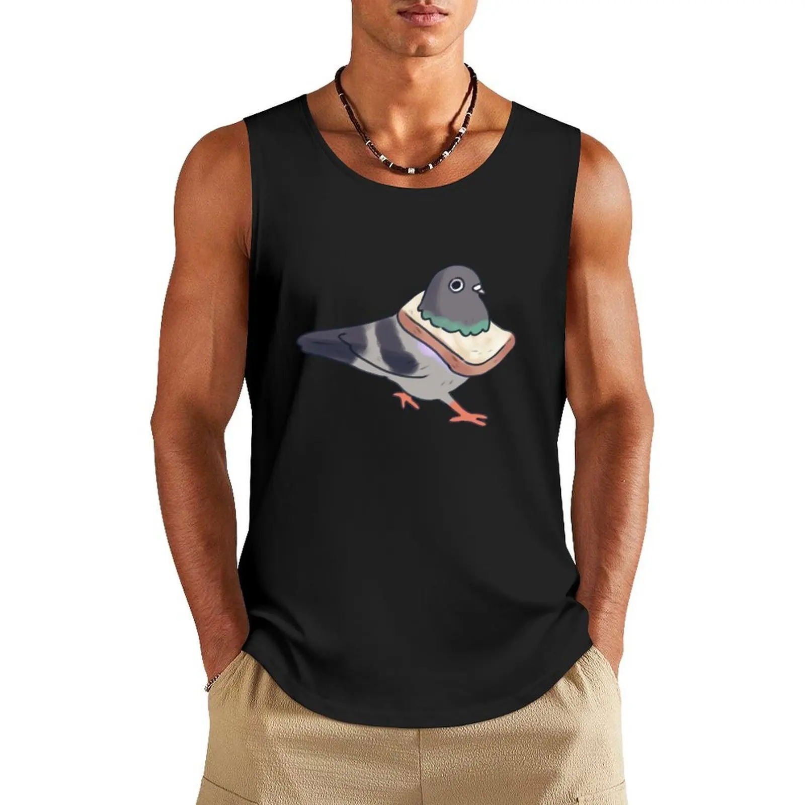 

Bread pigeon drawing Tank Top basketball clothing Man sleeveless shirt sports vest