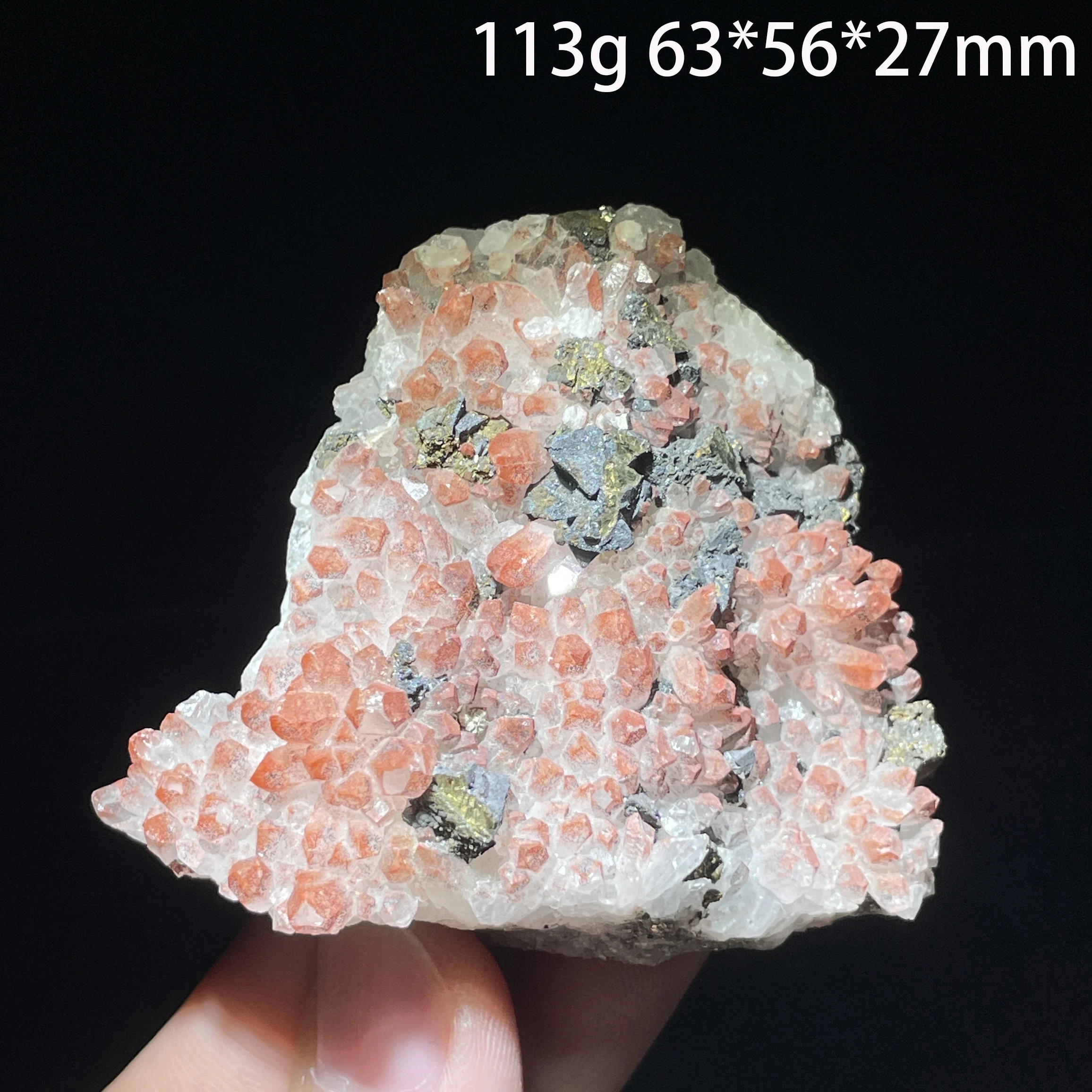 Natural Stone Red Rock Crystal Pyrite Mineral Specimen Clear Quartz Cluster Raw Decoration Rough Polished Healing