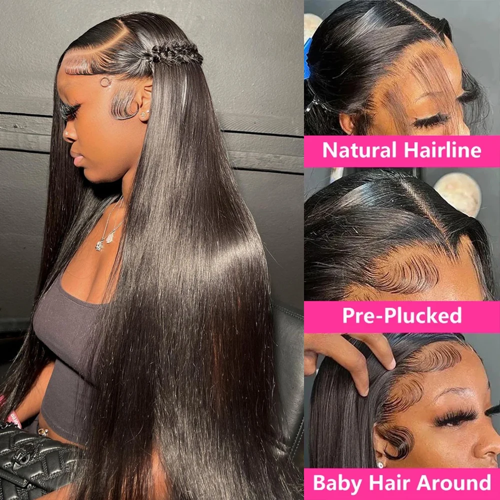 Glueless Cabelo Humano Lace Frontal Peruca, Osso Straight Lace Front Perucas, Wear and Go, 250 Densidade, HD, 13x6