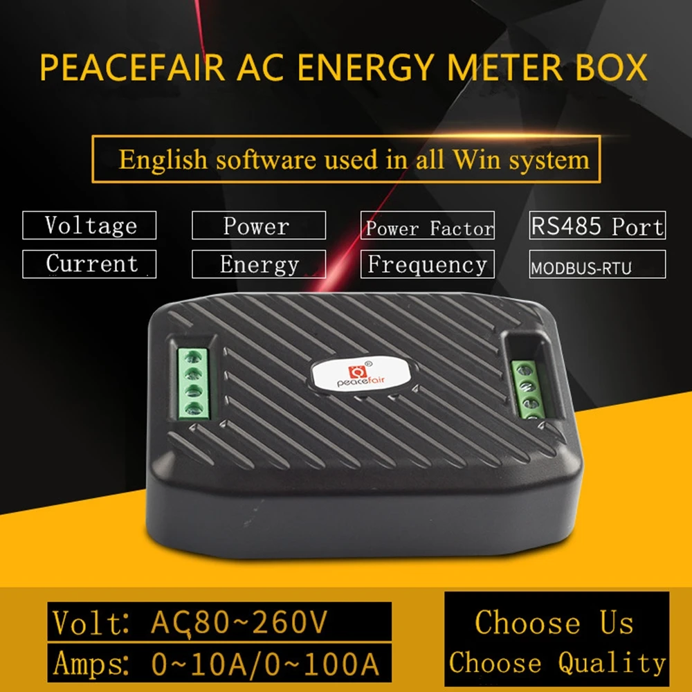 AC Single Phase Current Voltage Power Meter Electric Energy Ammeter RS485 Modbus Frequency PF Monitor 100A With Split CT&USB