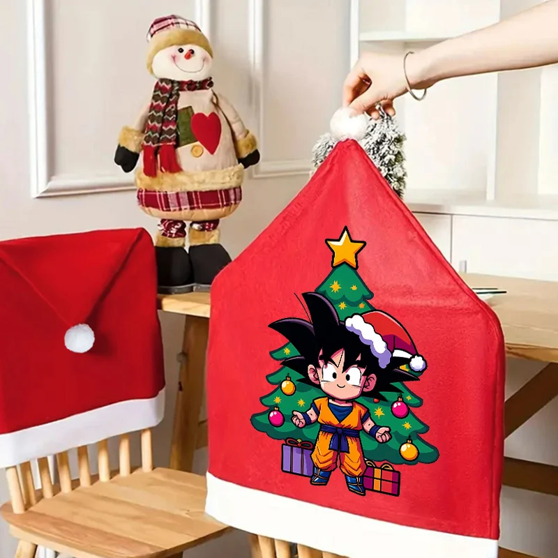 Dragon ball capa de cadeira de natal dos desenhos animados anime móveis decoração cadeira capa protetora decorações de festa festival presente de natal